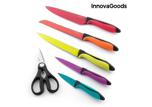 Ensemble de Couteaux en Céramique et Ciseaux Swiss·Q Fashion InnovaGoods (6 Pièces) au meilleur prix au Maroc