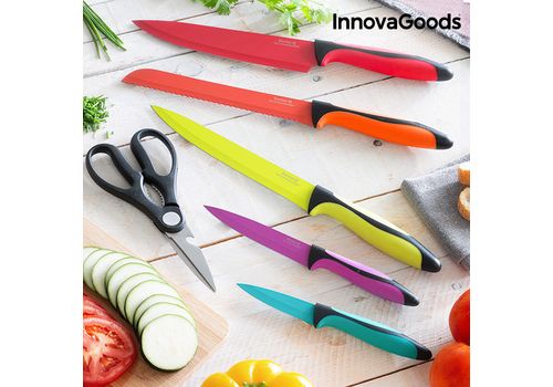 Ensemble de Couteaux en Céramique et Ciseaux Swiss·Q Fashion InnovaGoods (6 Pièces) au meilleur prix au Maroc