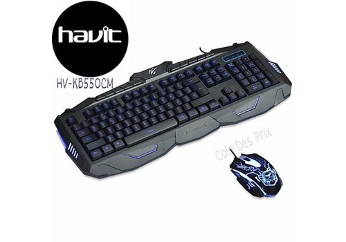 PACK Clavier/Souris Gaming USB Rétro-Eclairé LED - HV-KB550CM au meilleur prix au Maroc