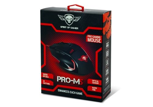 Souris filaire Gamer Capteur optique 3200 dpi Max - 8 boutons Rétro-éclairage rouge - PRO-M5 au meilleur prix au Maroc