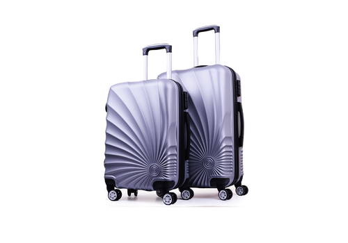 Set 2 Valises Coquillage Roue Double Cabine et Moyenne  - Gris au meilleur prix au Maroc