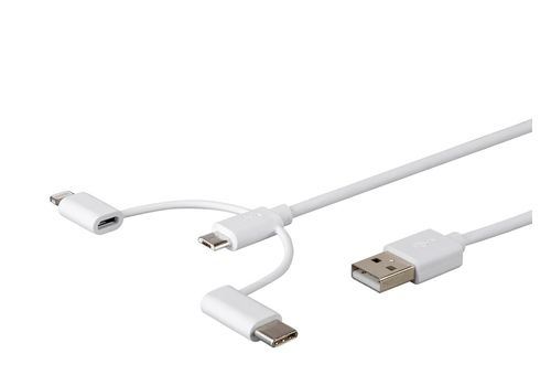 Cable usb avec connecteur micro usb et adaptateur lightnin mfi White au meilleur prix au Maroc