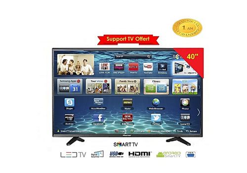 UNION TECH 40" AVEC RECEPTEUR WIFI INTEGRE SUPPORT TV OFFERT NOIR au meilleur prix au Maroc
