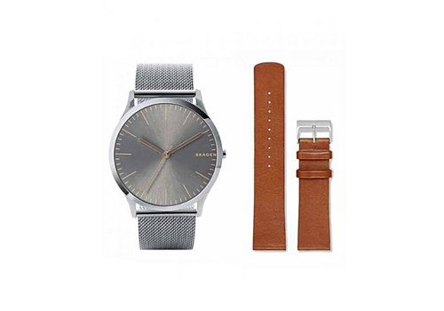 Skagen Montre Jorn + bracelet de rechange en cuir tabac SKW1097 - Argenté au meilleur prix au Maroc