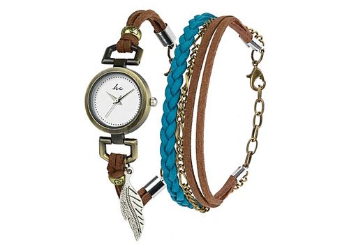 Hippie Chic Set Montre Sapphire + Bracelet assorti Hippie Chic - Marron et Turquoise au meilleur prix au Maroc