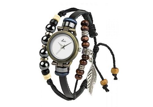 Hippie Chic Montre "Bracelet" Luna Hippie Chic - Marron et Noir au meilleur prix au Maroc