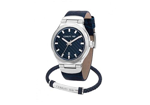 Cerruti 1881 Coffret Montre Lariano et Bracelet en cuir assorti de Cerruti 1881 - Bleu marine au meilleur prix au Maroc