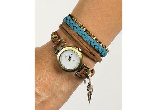 Hippie Chic Set Montre Sapphire + Bracelet assorti Hippie Chic - Marron et Turquoise au meilleur prix au Maroc