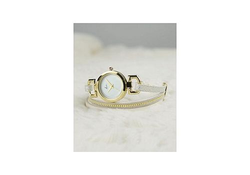 Hippie Chic Montre "Bracelet" Cady Hippie Chic - Blanche et Doré au meilleur prix au Maroc