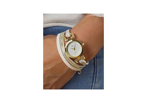 Hippie Chic Montre "Bracelet" Cady Hippie Chic - Blanche et Doré au meilleur prix au Maroc