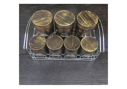 Présentoir à Epices 7 Pots INOX Bol En Verre au meilleur prix au Maroc