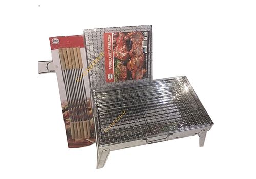 BARBECUE A CHARBON PLUS GRILL ET 12 BROCHETTES au meilleur prix au Maroc
