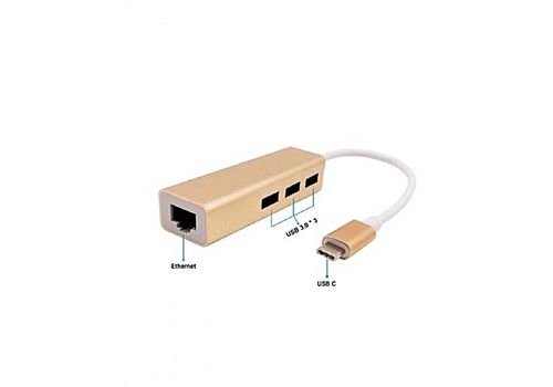 USB 3.1 type C vers RJ45 Ethernet avec 3 ports USB 3.0 Hub Pour MacBook au meilleur prix au Maroc