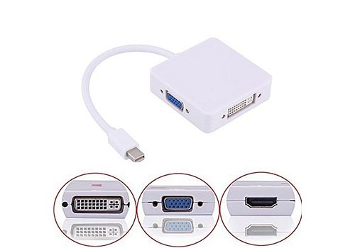 Adaptateur 3-en-1 mini Displayport vers HDMI, DVI et VGA au meilleur prix au Maroc