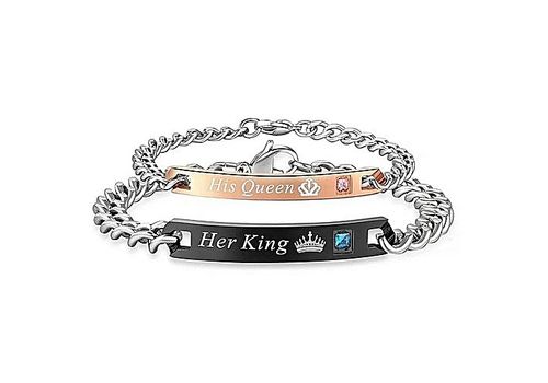 2 Bracelets couple amoureux king & Queen en acier inoxydable au meilleur prix au Maroc