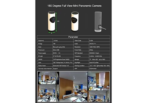 Mini Caméra WiFi HD Panoramique 180° au meilleur prix au Maroc