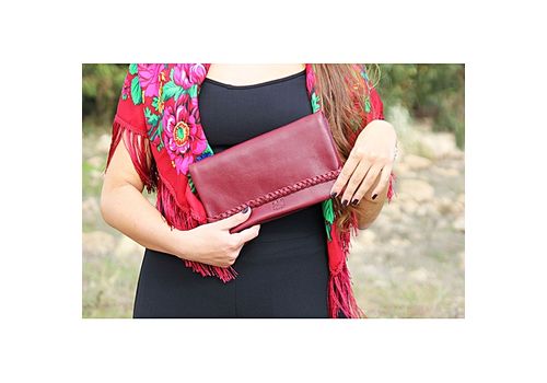 MJ POCHETTE en cuir véritable MJ- 100 % cuir véritable - BORDEAU au meilleur prix au Maroc