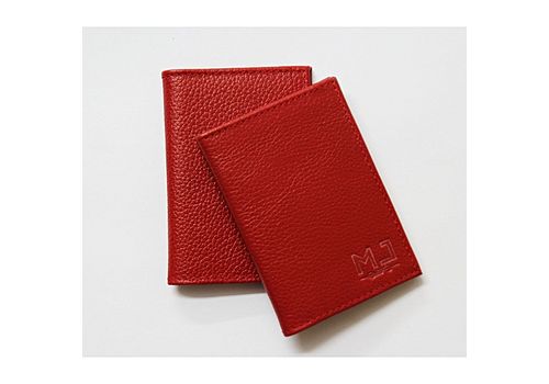 MJ Porte carte cuir véritable - MJ rouge au meilleur prix au Maroc