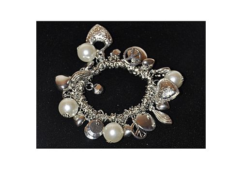 Bracelet Elastique à Breloques Perles Blanches au meilleur prix au Maroc