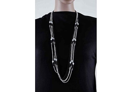 sautoir Blanc et Noir au meilleur prix au Maroc