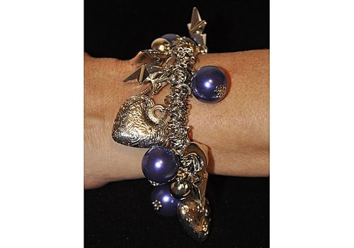 Bracelet Elastique à Breloques Perles Mauve au meilleur prix au Maroc