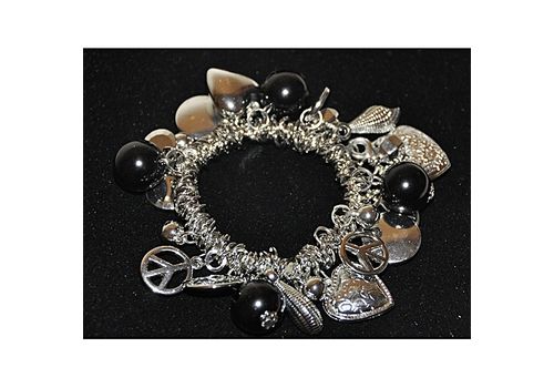 Bracelet Elastique à Breloques Perles Noir au meilleur prix au Maroc