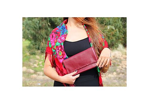 MJ POCHETTE en cuir véritable MJ- 100 % cuir véritable - BORDEAU au meilleur prix au Maroc