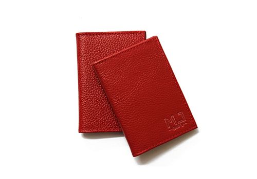MJ Porte carte cuir véritable - MJ rouge au meilleur prix au Maroc