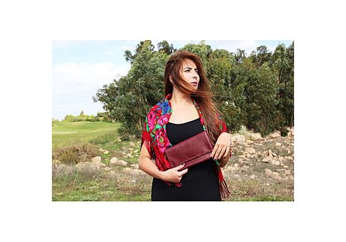 MJ POCHETTE en cuir véritable MJ- 100 % cuir véritable - BORDEAU au meilleur prix au Maroc