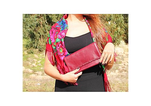 MJ POCHETTE en cuir véritable MJ- 100 % cuir véritable - BORDEAU au meilleur prix au Maroc