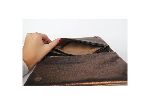 MJ POCHETTE en cuir véritable MJ- 100 % cuir véritable - BRONZE au meilleur prix au Maroc