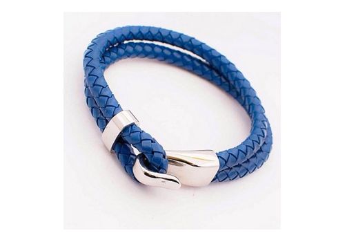 Diamant D'or Bracelet En Cuir Double Tresse À Motif En Acier Inoxydable - Bleu + Boite Cadeau au meilleur prix au Maroc