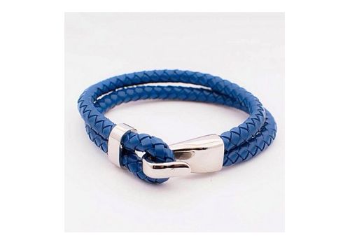 Diamant D'or Bracelet En Cuir Double Tresse À Motif En Acier Inoxydable - Bleu + Boite Cadeau au meilleur prix au Maroc