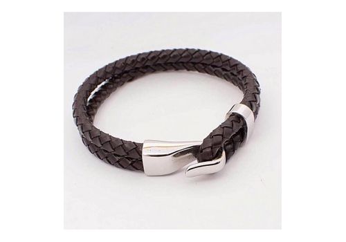 Diamant D'or Bracelet En Cuir Double Tresse À Motif En Acier Inoxydable - Marron + Boite Cadeau au meilleur prix au Maroc