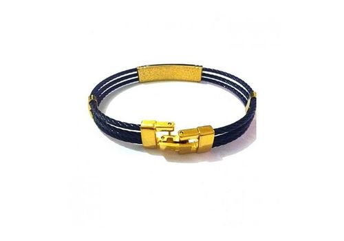 Diamant D'or Bracelet JD Noir À Plaque Lisse Dorée + Boite Cadeau au meilleur prix au Maroc