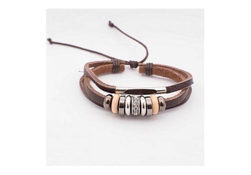 Diamant D'or Bracelet Los 100% Cuir Triple - Marron + Boite Cadeau au meilleur prix au Maroc