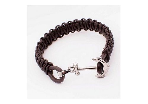 Rêve Diamant Bracelet Marine Tressé En Cuir 100% Acier - Marron + Boite Cadeau au meilleur prix au Maroc