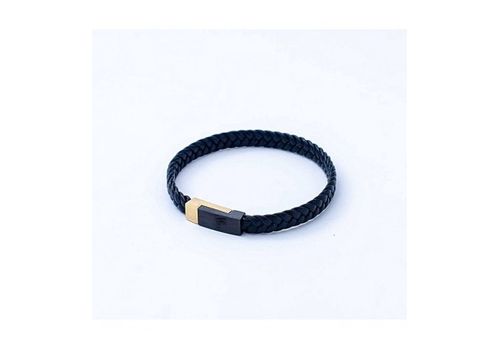 Diamant D'or Bracelet Elegance À Motif 100% Acier Cuir Noir-Doré + Boite Cadeau au meilleur prix au Maroc