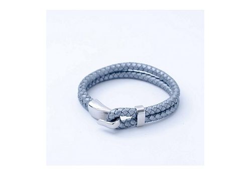 Diamant D'or Bracelet En Cuir Double Tresse À Motif En Acier Inoxydable - Gris + Boite Cadeau au meilleur prix au Maroc