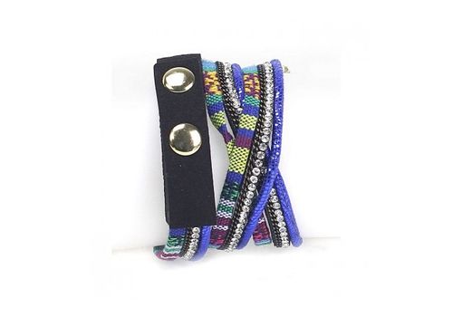 Geneva Montre Bracelet En Tissu Tressé Avec Strass - Bleu au meilleur prix au Maroc