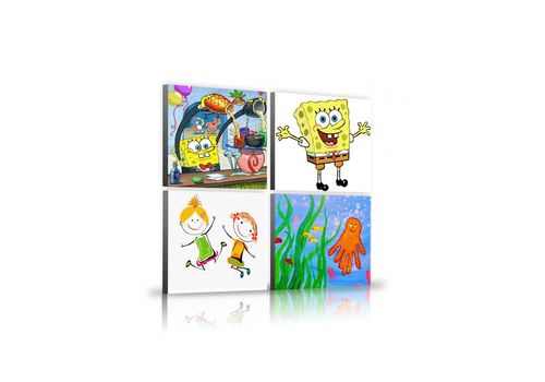 Tableaux décoratifs Kids pack - Spong bob 22 x 22 cm (x4) - intérieur décoration art, chambre enfant K315 au meilleur prix au Maroc