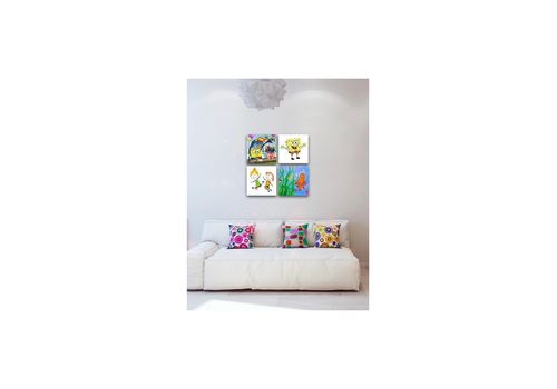 Tableaux décoratifs Kids pack - Spong bob 22 x 22 cm (x4) - intérieur décoration art, chambre enfant K315 au meilleur prix au Maroc