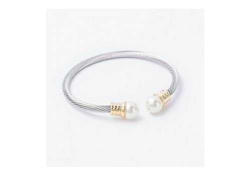 Rêve Diamant Bracelet En Acier Torsadé À Perle Chic - Argenté & Doré + Boite Cadeau au meilleur prix au Maroc