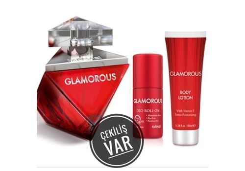 COFFRET DE PARFUM GLAMOROUS . DEO ROLL-ON + PARFUM 50ml + BODY LOTION au meilleur prix au Maroc