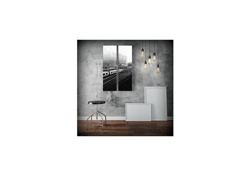 Tableau décoratif Train in yellow L30 x H100 cm (x2) Qualité Premium au meilleur prix au Maroc