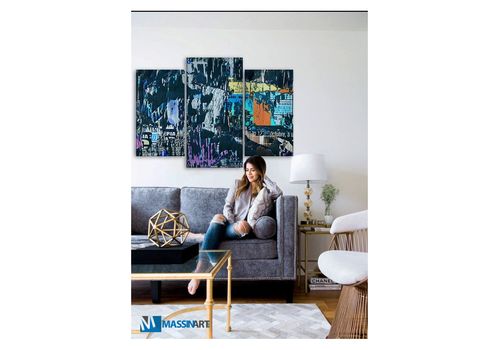 Tableau décoratif Triptyque - art moderne, intérieur abstrait design V287 au meilleur prix au Maroc