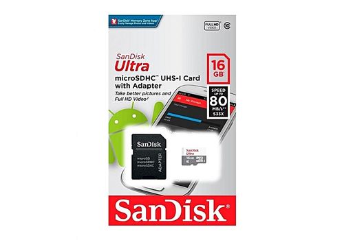 Sandisk Carte Mémoire 16GB classe 10 - (Nouvelle Version) Vitesse 80MB/S - ORIGINALE au meilleur prix au Maroc