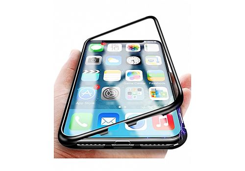 Coque pour iPhone XS MAX 360°,Avec Adsorption magnétique et Verre trempé,Noir + Transparent au meilleur prix au Maroc