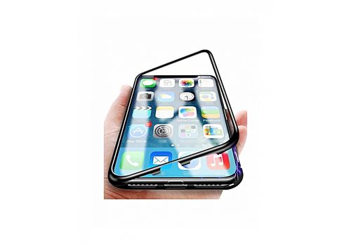Coque pour iPhone XSR 360°,Avec Adsorption magnétique et Verre trempé,Noir + Transparent au meilleur prix au Maroc