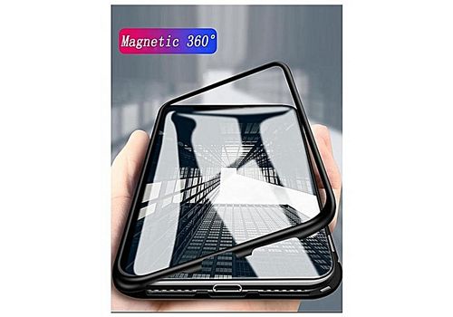 Coque pour iPhone XS MAX 360°,Avec Adsorption magnétique et Verre trempé,Noir + Transparent au meilleur prix au Maroc